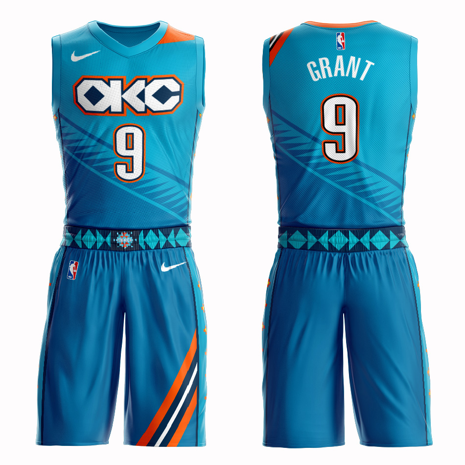 Customized Men Oklahoma City Thunder #9 Grant blue NBA Nike jersey->oakland raiders->NFL Jersey